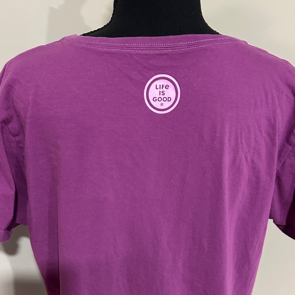 *LIFE IS GOOD* Magenta V-Neck Crusher Tee T-Shirt Size Large - Picture 6 of 7